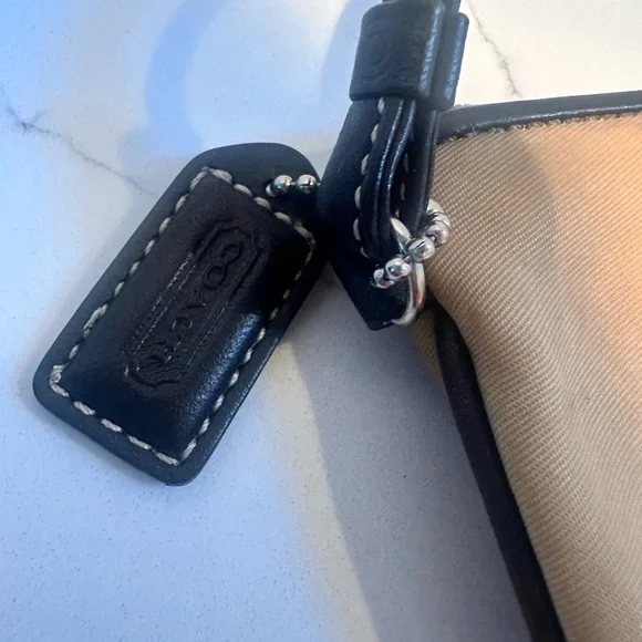 Coach Leatherwear in Tan Nylon and Dark Brown Leather trim Wristlet - Picture 2 of 6